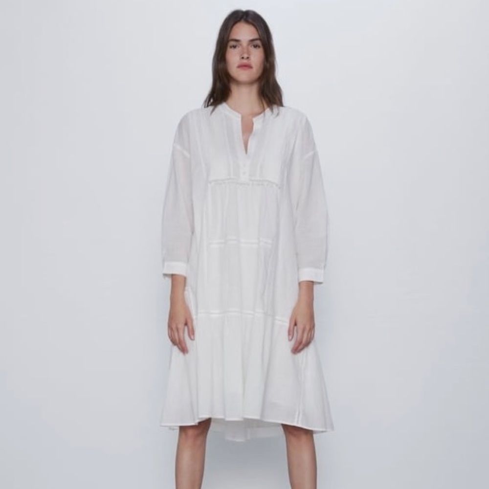 ZARA Embroidered Voluminous Dress - EUC - Size M
